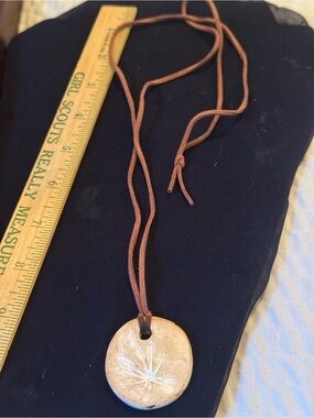 Round Sand Dollar Pendant Necklace in Tan